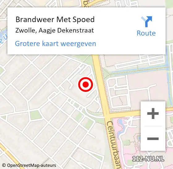 Locatie op kaart van de 112 melding: Brandweer Met Spoed Naar Zwolle, Aagje Dekenstraat op 6 mei 2018 21:34