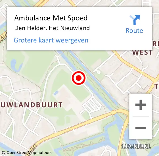 Locatie op kaart van de 112 melding: Ambulance Met Spoed Naar Den Helder, Het Nieuwland op 7 mei 2018 00:15