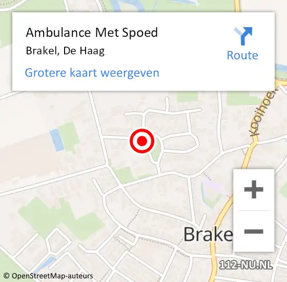 Locatie op kaart van de 112 melding: Ambulance Met Spoed Naar Brakel, De Haag op 7 mei 2018 01:21
