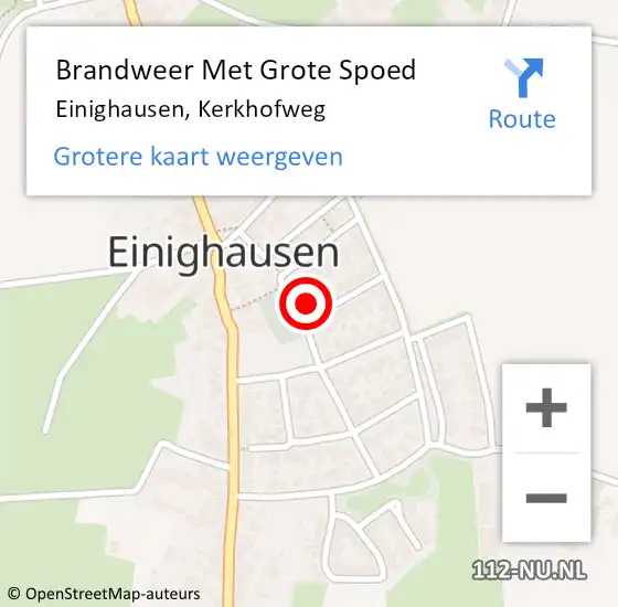 Locatie op kaart van de 112 melding: Brandweer Met Grote Spoed Naar Einighausen, Kerkhofweg op 7 mei 2018 03:06
