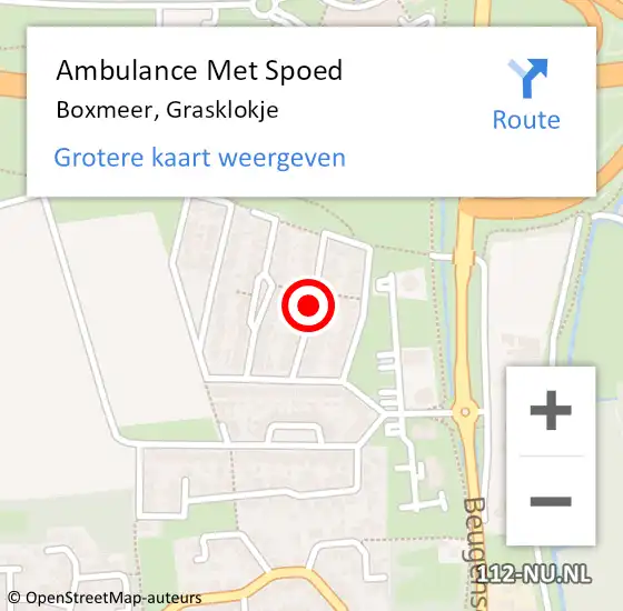 Locatie op kaart van de 112 melding: Ambulance Met Spoed Naar Boxmeer, Grasklokje op 7 mei 2018 04:06