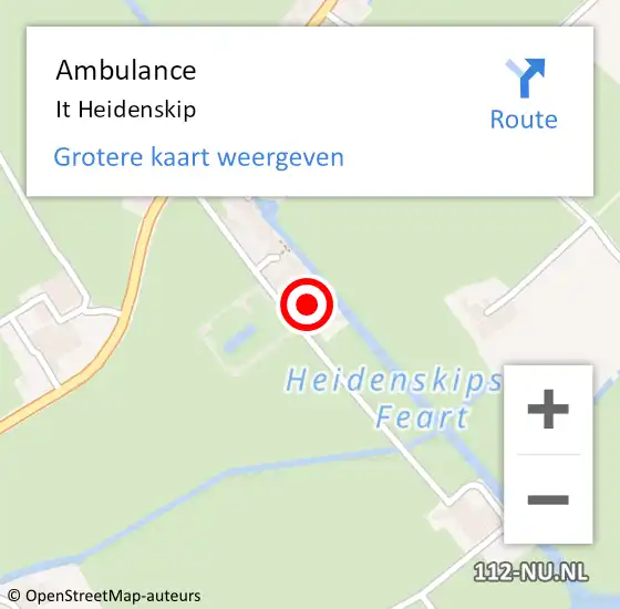 Locatie op kaart van de 112 melding: Ambulance It Heidenskip op 7 mei 2018 07:14