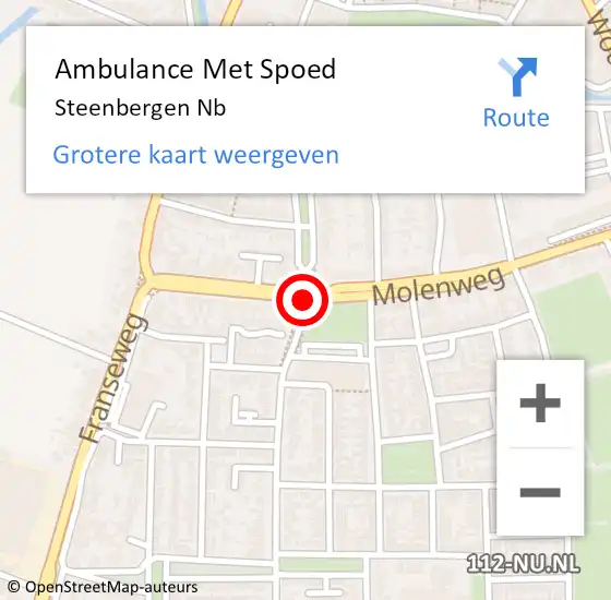 Locatie op kaart van de 112 melding: Ambulance Met Spoed Naar Steenbergen Nb op 7 mei 2018 08:57