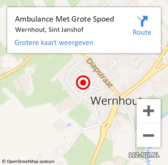 Locatie op kaart van de 112 melding: Ambulance Met Grote Spoed Naar Wernhout, Sint Janshof op 7 mei 2018 09:57