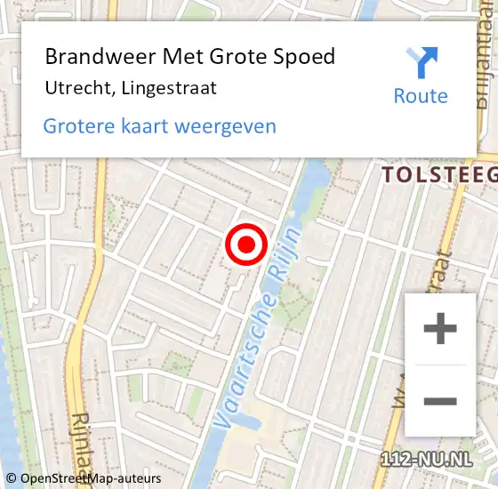 Locatie op kaart van de 112 melding: Brandweer Met Grote Spoed Naar Utrecht, Lingestraat op 7 mei 2018 12:48