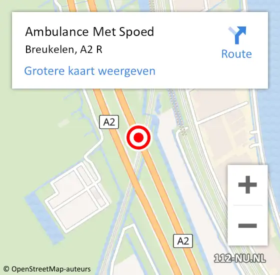 Locatie op kaart van de 112 melding: Ambulance Met Spoed Naar Breukelen, A2 R op 7 mei 2018 16:09