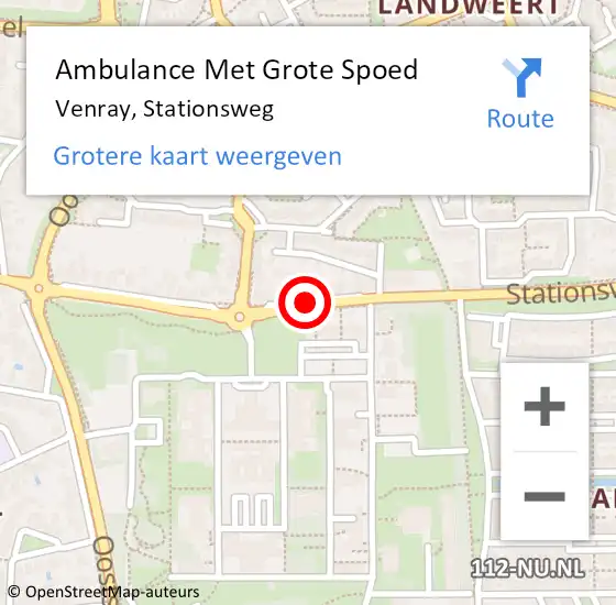 Locatie op kaart van de 112 melding: Ambulance Met Grote Spoed Naar Venray, Stationsweg op 7 mei 2018 17:01