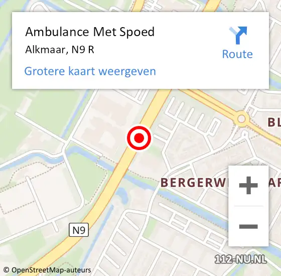 Locatie op kaart van de 112 melding: Ambulance Met Spoed Naar Alkmaar, N9 R op 7 mei 2018 17:19