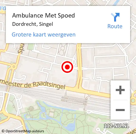 Locatie op kaart van de 112 melding: Ambulance Met Spoed Naar Dordrecht, Singel op 7 mei 2018 21:33