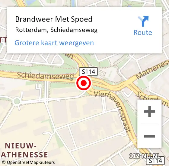 Locatie op kaart van de 112 melding: Brandweer Met Spoed Naar Rotterdam, Schiedamseweg op 7 mei 2018 23:13