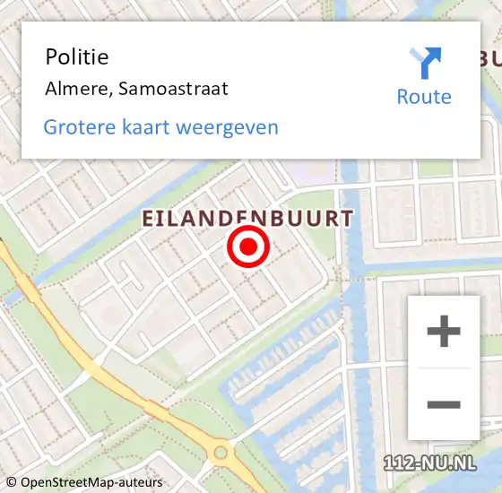 Locatie op kaart van de 112 melding: Politie Almere, Samoastraat op 24 februari 2014 14:42