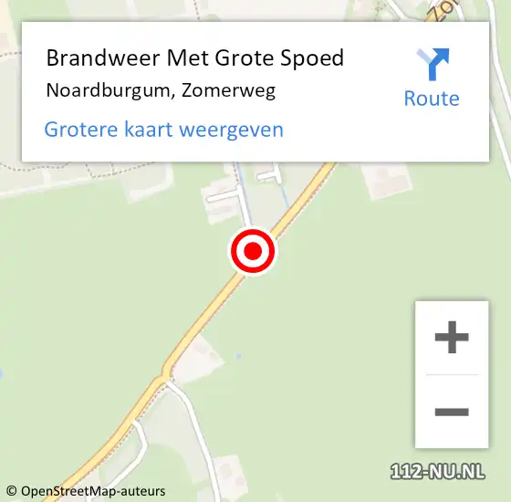 Locatie op kaart van de 112 melding: Brandweer Met Grote Spoed Naar Noardburgum, Zomerweg op 8 mei 2018 04:56