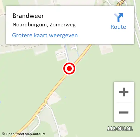 Locatie op kaart van de 112 melding: Brandweer Noardburgum, Zomerweg op 8 mei 2018 04:56