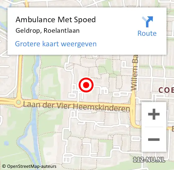 Locatie op kaart van de 112 melding: Ambulance Met Spoed Naar Geldrop, Roelantlaan op 8 mei 2018 11:07