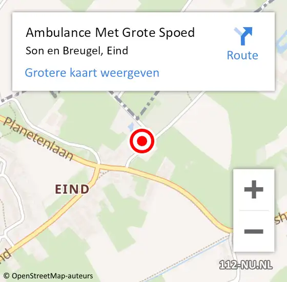 Locatie op kaart van de 112 melding: Ambulance Met Grote Spoed Naar Son en Breugel, Eind op 8 mei 2018 11:26