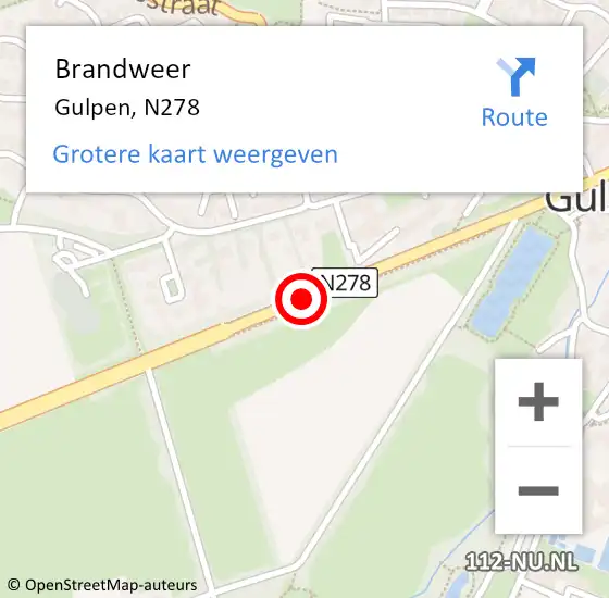 Locatie op kaart van de 112 melding: Brandweer Gulpen, N278 op 8 mei 2018 11:42