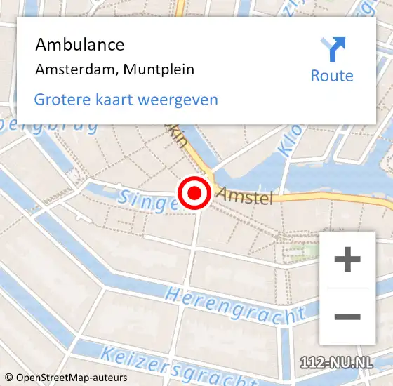 Locatie op kaart van de 112 melding: Ambulance Amsterdam, Muntplein op 8 mei 2018 12:43