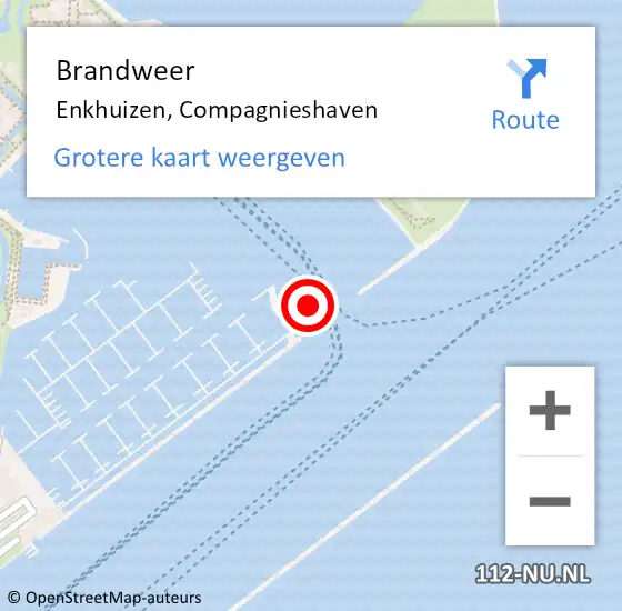 Locatie op kaart van de 112 melding: Brandweer Enkhuizen, Compagnieshaven op 8 mei 2018 14:27