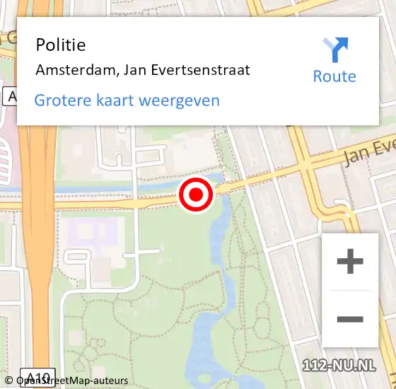 Locatie op kaart van de 112 melding: Politie Amsterdam, Jan Evertsenstraat op 8 mei 2018 14:37