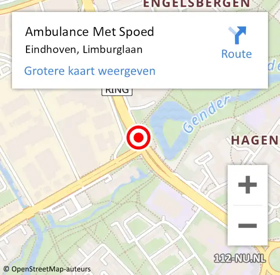 Locatie op kaart van de 112 melding: Ambulance Met Spoed Naar Eindhoven, Limburglaan op 8 mei 2018 15:55