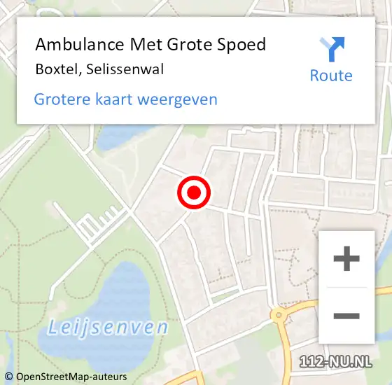 Locatie op kaart van de 112 melding: Ambulance Met Grote Spoed Naar Boxtel, Selissenwal op 8 mei 2018 21:23