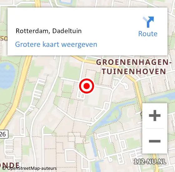 Locatie op kaart van de 112 melding:  Rotterdam, Dadeltuin op 9 mei 2018 00:44