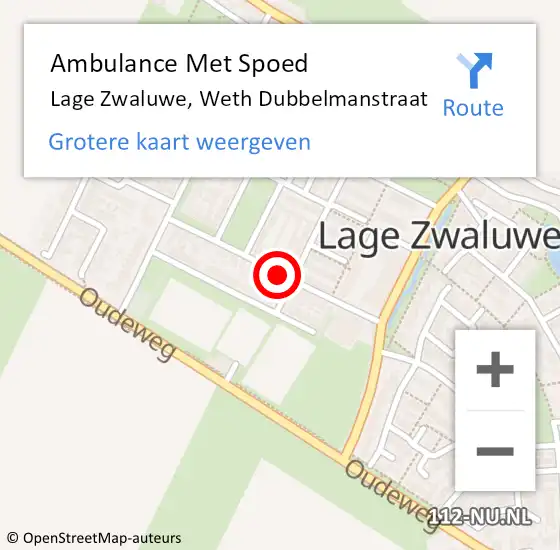 Locatie op kaart van de 112 melding: Ambulance Met Spoed Naar Lage Zwaluwe, Weth Dubbelmanstraat op 9 mei 2018 04:51