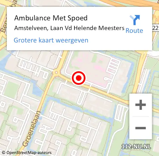 Locatie op kaart van de 112 melding: Ambulance Met Spoed Naar Amstelveen, Laan Vd Helende Meesters op 9 mei 2018 08:31