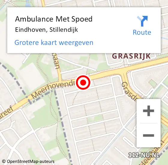 Locatie op kaart van de 112 melding: Ambulance Met Spoed Naar Eindhoven, Stillendijk op 9 mei 2018 09:01