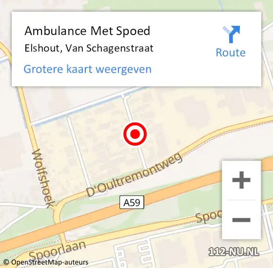 Locatie op kaart van de 112 melding: Ambulance Met Spoed Naar Elshout, Van Schagenstraat op 9 mei 2018 09:40
