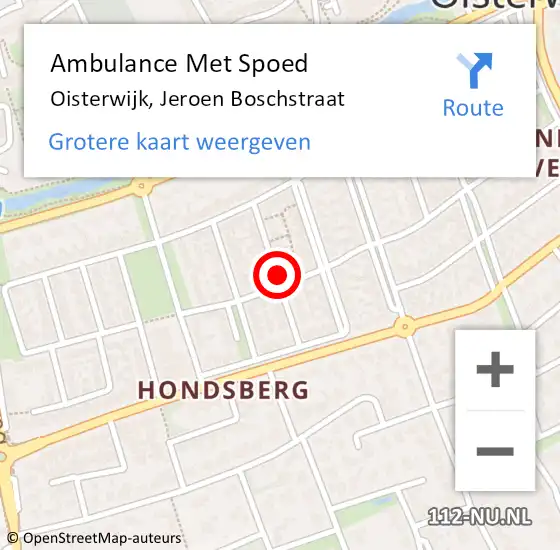 Locatie op kaart van de 112 melding: Ambulance Met Spoed Naar Oisterwijk, Jeroen Boschstraat op 9 mei 2018 09:50