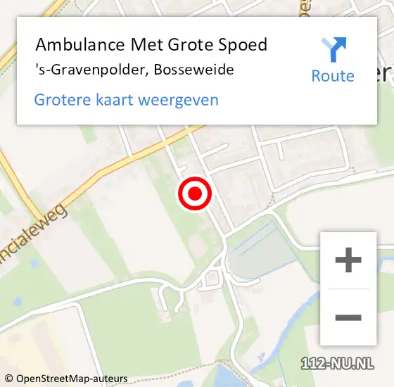 Locatie op kaart van de 112 melding: Ambulance Met Grote Spoed Naar 's-Gravenpolder, Bosseweide op 9 mei 2018 10:04