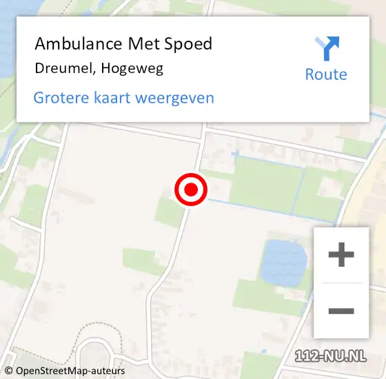 Locatie op kaart van de 112 melding: Ambulance Met Spoed Naar Dreumel, Hogeweg op 9 mei 2018 11:39