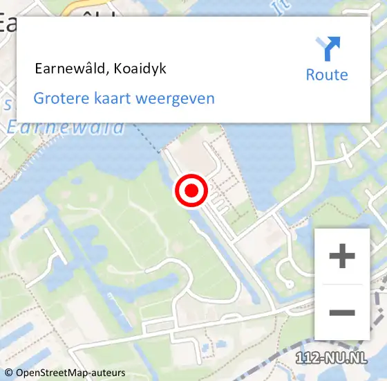 Locatie op kaart van de 112 melding:  Earnewâld, Koaidyk op 9 mei 2018 12:26