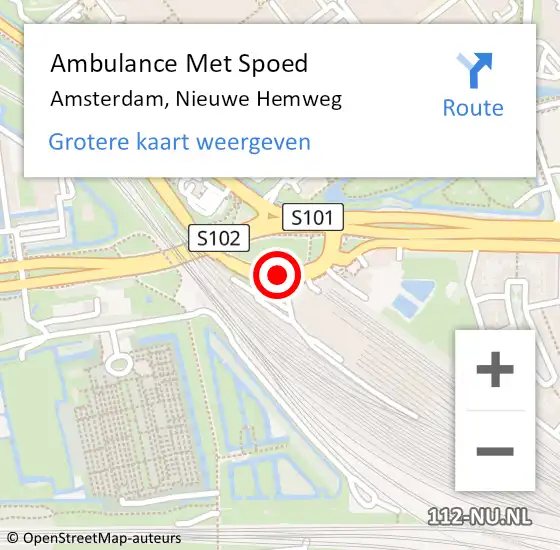 Locatie op kaart van de 112 melding: Ambulance Met Spoed Naar Amsterdam, Nieuwe Hemweg op 9 mei 2018 15:39