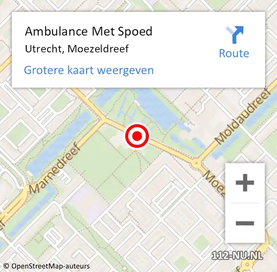 Locatie op kaart van de 112 melding: Ambulance Met Spoed Naar Utrecht, Moezeldreef op 9 mei 2018 16:23