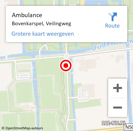 Locatie op kaart van de 112 melding: Ambulance Bovenkarspel, Veilingweg op 9 mei 2018 17:53