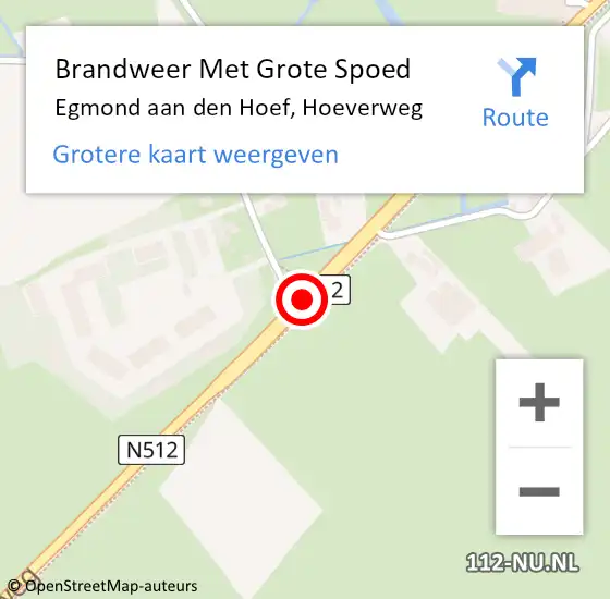 Locatie op kaart van de 112 melding: Brandweer Met Grote Spoed Naar Egmond aan den Hoef, Hoeverweg op 9 mei 2018 21:57