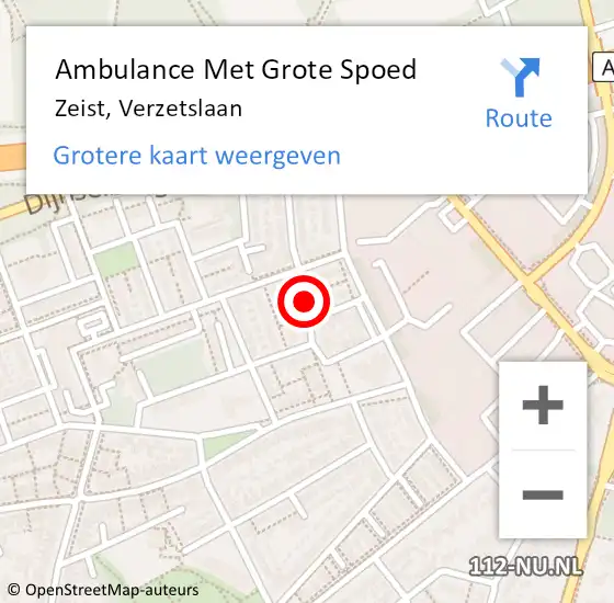 Locatie op kaart van de 112 melding: Ambulance Met Grote Spoed Naar Zeist, Verzetslaan op 9 mei 2018 23:30