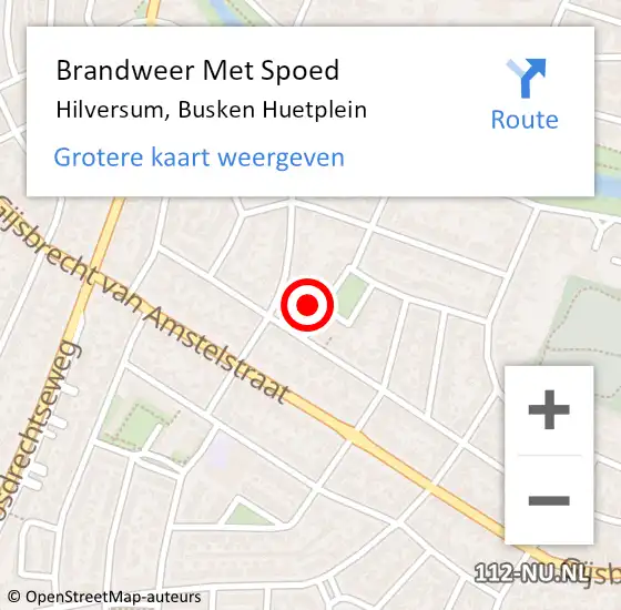 Locatie op kaart van de 112 melding: Brandweer Met Spoed Naar Hilversum, Busken Huetplein op 9 mei 2018 23:44