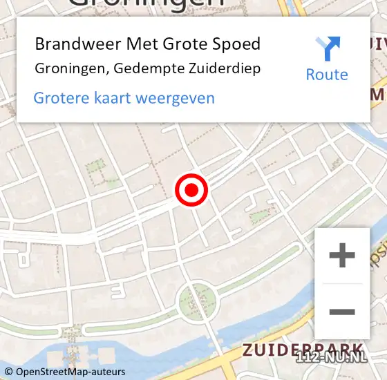 Locatie op kaart van de 112 melding: Brandweer Met Grote Spoed Naar Groningen, Gedempte Zuiderdiep op 10 mei 2018 04:15