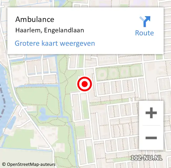 Locatie op kaart van de 112 melding: Ambulance Haarlem, Engelandlaan op 10 mei 2018 11:22