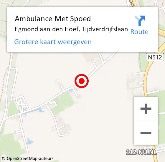 Locatie op kaart van de 112 melding: Ambulance Met Spoed Naar Egmond aan den Hoef, Tijdverdrijfslaan op 10 mei 2018 14:58