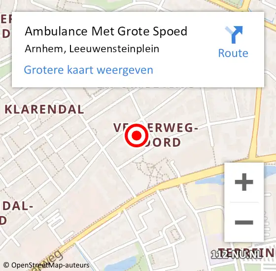 Locatie op kaart van de 112 melding: Ambulance Met Grote Spoed Naar Arnhem, Leeuwensteinplein op 10 mei 2018 15:31