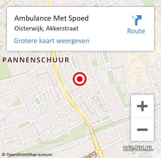 Locatie op kaart van de 112 melding: Ambulance Met Spoed Naar Oisterwijk, Akkerstraat op 10 mei 2018 16:42