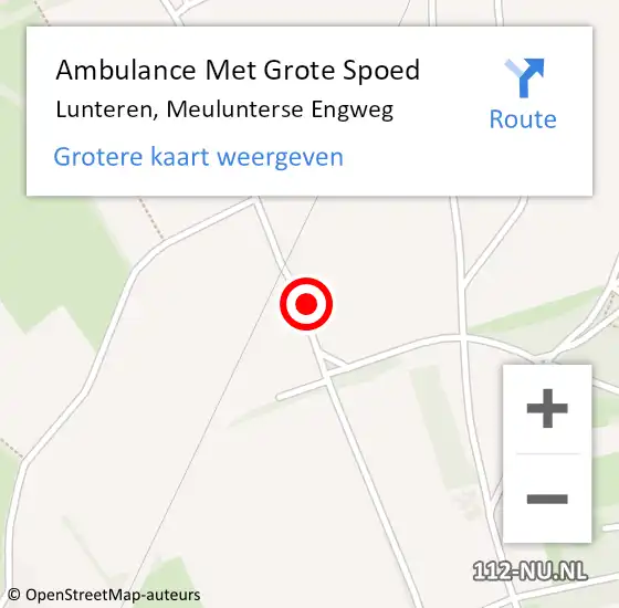 Locatie op kaart van de 112 melding: Ambulance Met Grote Spoed Naar Lunteren, Meulunterse Engweg op 10 mei 2018 17:18