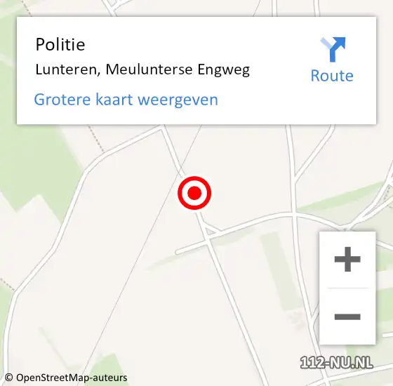 Locatie op kaart van de 112 melding: Politie Lunteren, Meulunterse Engweg op 10 mei 2018 17:18