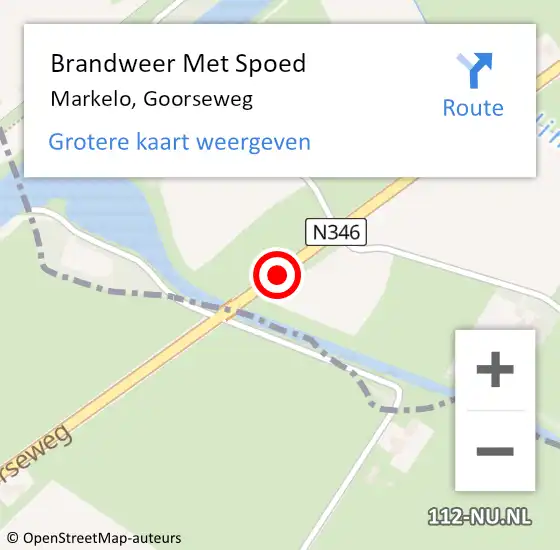 Locatie op kaart van de 112 melding: Brandweer Met Spoed Naar Markelo, Goorseweg op 10 mei 2018 21:43