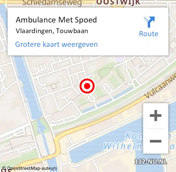 Locatie op kaart van de 112 melding: Ambulance Met Spoed Naar Vlaardingen, Touwbaan op 11 mei 2018 02:39