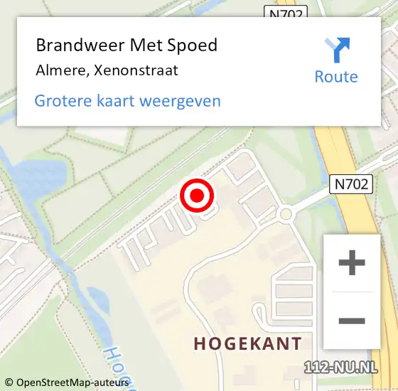 Locatie op kaart van de 112 melding: Brandweer Met Spoed Naar Almere, Xenonstraat op 11 mei 2018 07:59